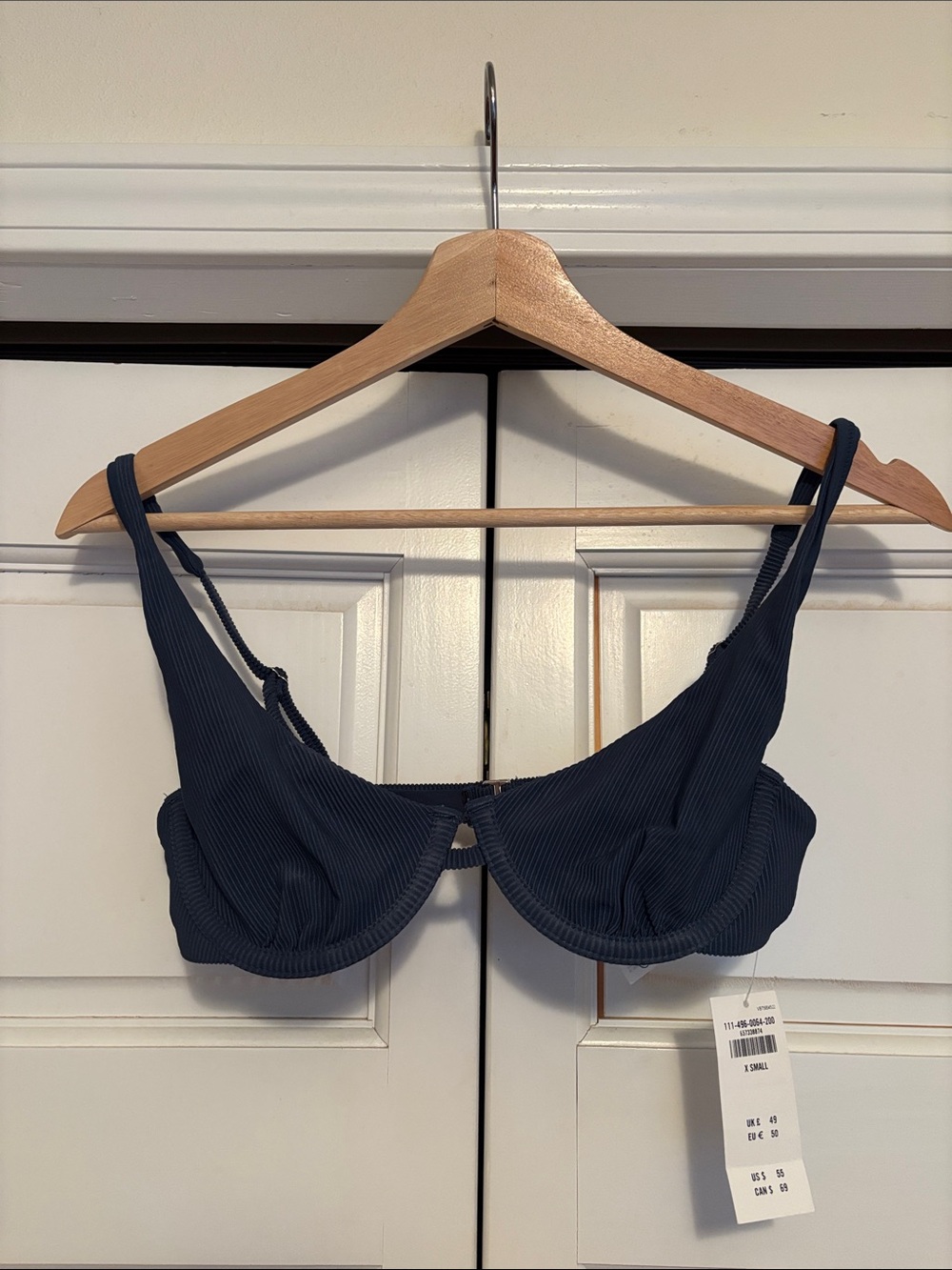 Abercrombie & Fitch Navy Ribbed Underwire Bikini Top